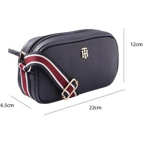 Tommy Hilfiger Black Crossbody Bag with Striped Strap